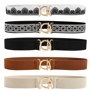 Vintage Elastischer Korsettgürtel Für Damen Retro Breites Stretch Taille Band Mit Gold Legierung Runde Schnalle Mode Accessoire