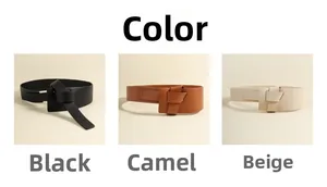 Women's wide wrap belt collection in black, camel, and beige faux leather options