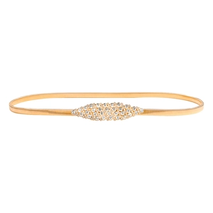 Elastic gold waist chain for women with sparkling rhinestone centerpiece for dresses