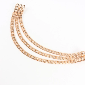 Eleganter roségoldener dreilagiger Feder-Taillenkette Gürtel für Damenkleider und Outfits