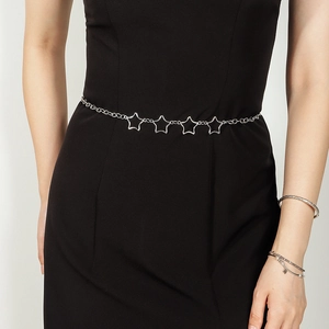 Women Hollow Star Metal Waist Chain Belt Silver Adjustable Harajuku Style Body Link Chain For Dress Fashion Accessories