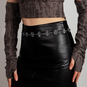 Vintage Zonnebloem Metalen Tailleketting Voor Dames Boheemse Legering Schakelriem Voor Jurk Mode Decor Accessoires