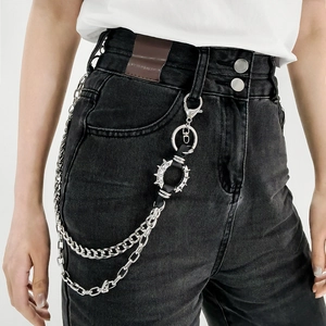 Punk Mehrlagige Metall Hosenkette Für Damen Legierung Spitzen Nieten Taillenkette Gothic Streetwear Hip Hop Gürtelkette Schmuck