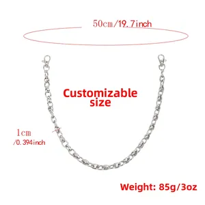 Detail showing 50cm long double layered hip hop metal chain with lobster clasps