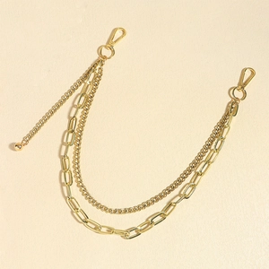 Vintage golden double layer hip hop pants chain with lobster clasps and ball charm