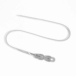 Ceinture élégante en métal argenté élastique avec boucle noeud pour robes de femme