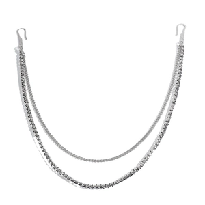 Mehrlagige Hip-Hop-Hosenkette in Silber mit quadratischen Gliedern und J-Haken