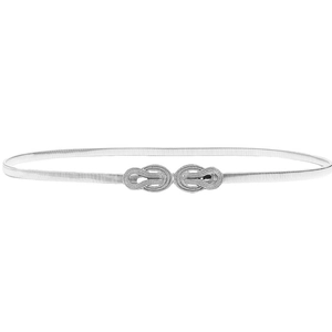 Ceinture élastique en métal argenté avec boucle à double anneau pour robe élégante