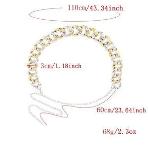 Chunky mixed gold and silver acrylic waist chain for women with 110cm total length