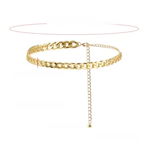 Detailed specs of the gold chunky chunky Cuban link waist chain with size measurements