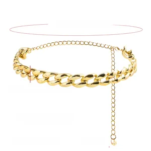 Detail of 100cm gold chunky acrylic waist chain with lobster clasp and sizing specs