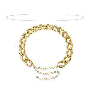 Detailed view of chunky gold acrylic chain belt measuring 100cm length and 3cm width