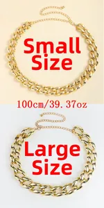 Detail view of large and small link gold acrylic chain belts with 100cm length