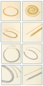 Detailed views of punk style gold and silver acrylic waist chains with lobster clasps
