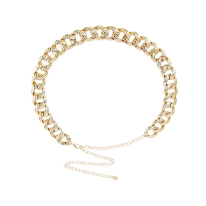 Golden chunky acrylic chain belt with hammered texture and adjustable lobster clasp