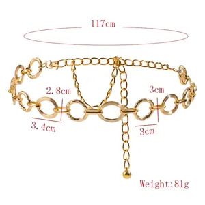 Verstellbare goldene Gliederkette für Kleider mit texturierten ovalen Metallringen