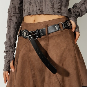 Ceinture Femme Vintage Style Cowboy Occidental Cuir PU Bohème Rivets Boucle Métal Accessoire Mode Y2K Ceinture Décorative