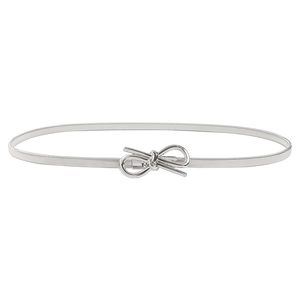 Elastic silver metal bow belt for dresses, adjustable stretch waist chain for women