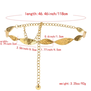 Golden metal leaf chain belt with hammered texture details for elegant dresses