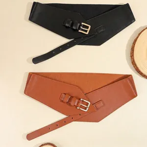 Damen unregelmäßiger breiter elastischer Taillengürtel in Schwarz und Braun
