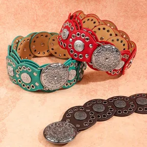 Boheemse vintage taille riem voor jurken met decoratieve metalen platen in drie kleuren