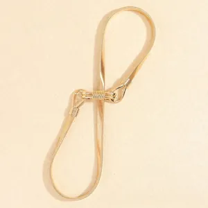 Elegant gold elastic snake chain metal belt with interlocking buckle for dresses