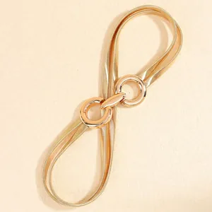 Elegant gold double-layered spring metal chain belt with geometric buckle for dresses