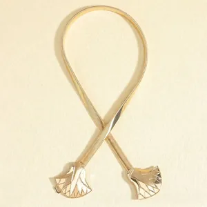 Bohemian gold metal elastic waist chain with fan-shaped buckle for dresses and suits