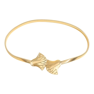 Elegant bohemian golden metal elastic waist chain with leaf design buckle for dresses