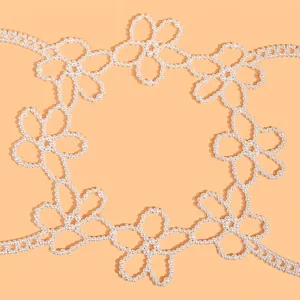 Elegant white floral pearl chain belt and clothing accessory for sweet romantic style