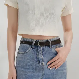Ceinture Décontractée en Cuir PU pour Femmes Simple Élégante Boucle à Ardillon en Alliage Sangle de Taille pour Jean Robe Mode