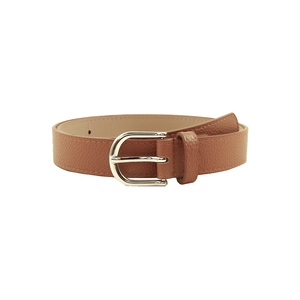 Ceinture en cuir marron avec boucle fer à cheval argentée pour jeans femme