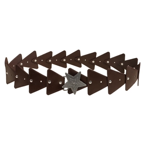 Brown leather bohemian belt with vintage star buckle and silver stud details