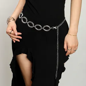 Cintura a Catena in Vita in Metallo Punk Vintage da Donna Moda Maglia Ovale Cavo con Ciondolo a Fiore di Rosa per Gioielli da Abito