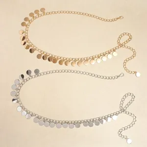 Chaînes de taille en métal doré et argenté avec paillettes rondes et fermoir réglable
