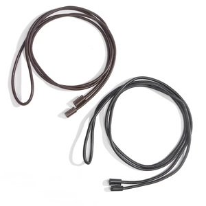 Minimalist knotted leather waist belts in black and dark brown with fine stitching