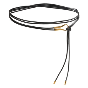 Ceinture fine noire minimaliste avec boucle en métal doré pour robes et jupes