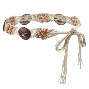Cintura intrecciata boho fatta a mano con fibbie in cocco e nappe con perline etniche
