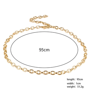 Détails de la ceinture chaîne dorée de 95 cm avec fermoir mousqueton et maillons