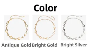 Confronto dettagliato di catene da vita in metallo nei colori oro, argento e oro antico