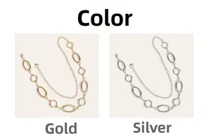 Detailed close-up showing gold and silver minimalist metal waist chains for dresses