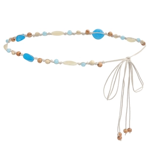 Bohemian hand-woven waist rope with colorful beads and tassels for women's dresses