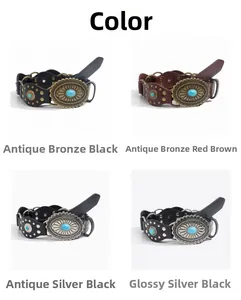 Cinturones vaqueros vintage con hebillas grandes talladas e incrustaciones turquesa