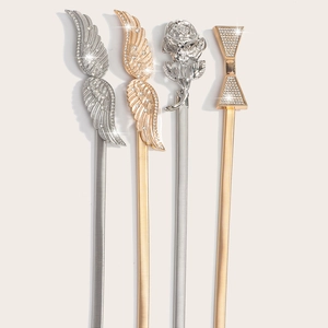 Elegant thin elastic metal waist chain belts with rhinestone wings and rose designs