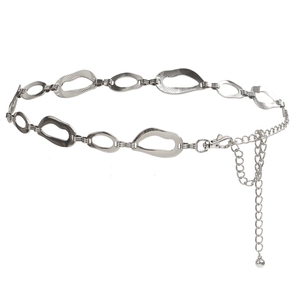 Catena da vita in metallo argento con maglie geometriche per abiti da donna