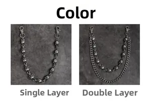Gothic skull metal pant chains in single and double layer designs for punk rock styling
