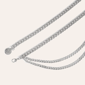 Eleganter mehrlagiger Taillenring aus Silber mit Münzanhänger für Kleider und Jeans