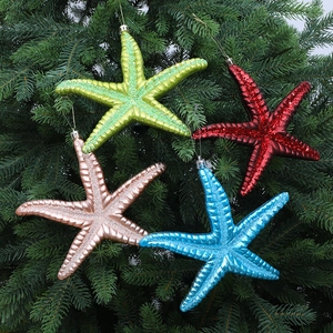 Ornamento da Appendere per Albero di Natale Stella Marina Glitterata Decorazione Metallica per Festa Finestra Decorazione Festiva