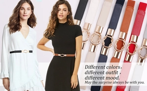 Ceintures élastiques pour femmes en plusieurs couleurs avec boucles dorées