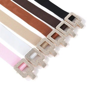 Ceintures élastiques chic avec boucle Q en strass pour femmes en plusieurs coloris